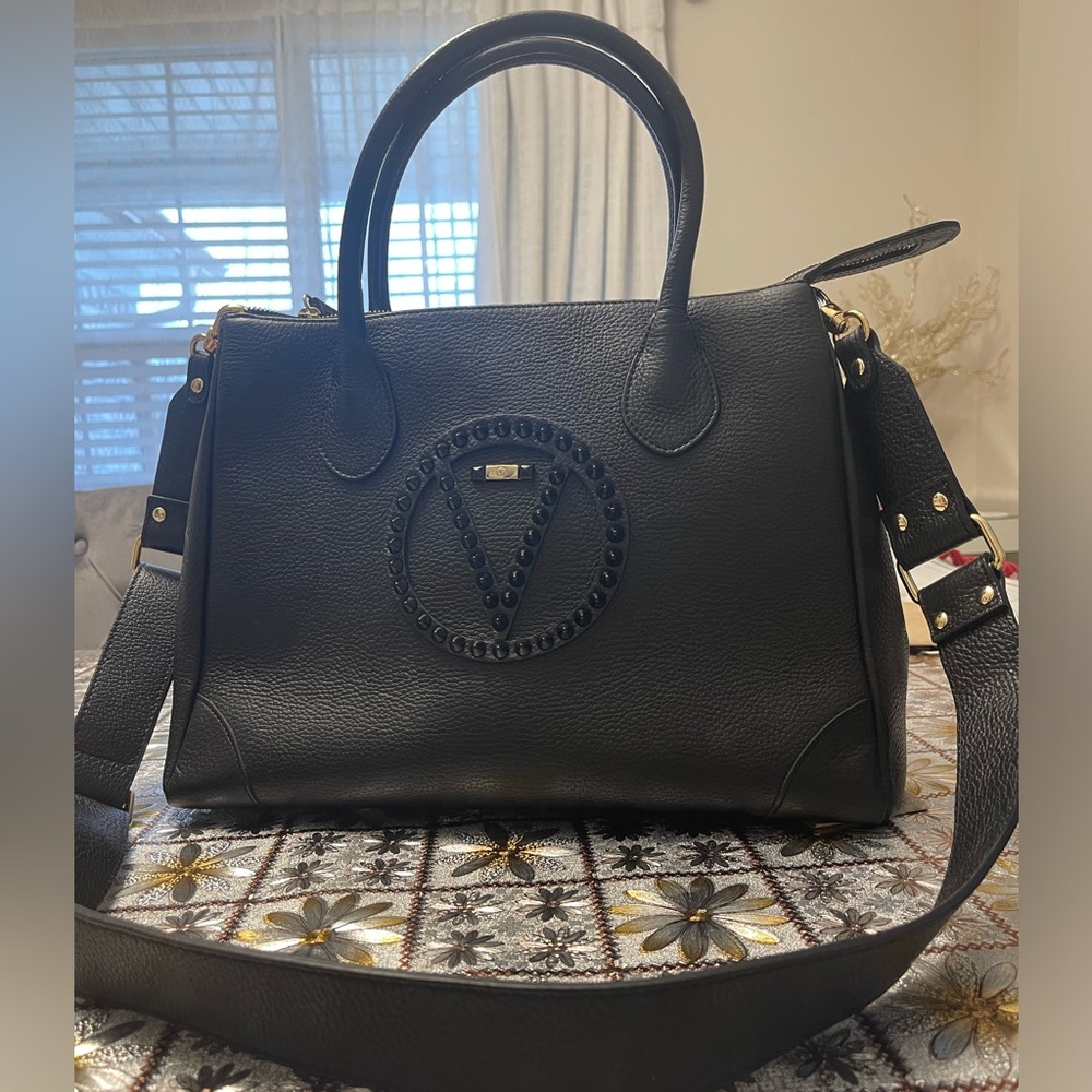VALENTINO BY MARIO VALENTINO Kim Rock Logo Leather Satchel